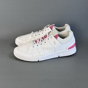 EUC On Cloud The Roger Clubhouse Womens Sz 9 White Rosewood Pink Shoes Sneakers